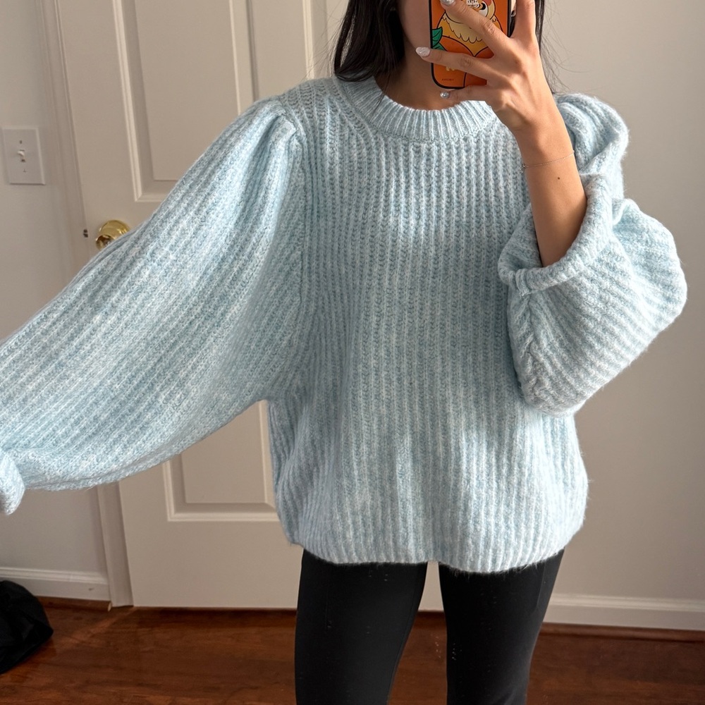 Topshop Light Blue Ribbed Sweater - Picture 2 of 4
